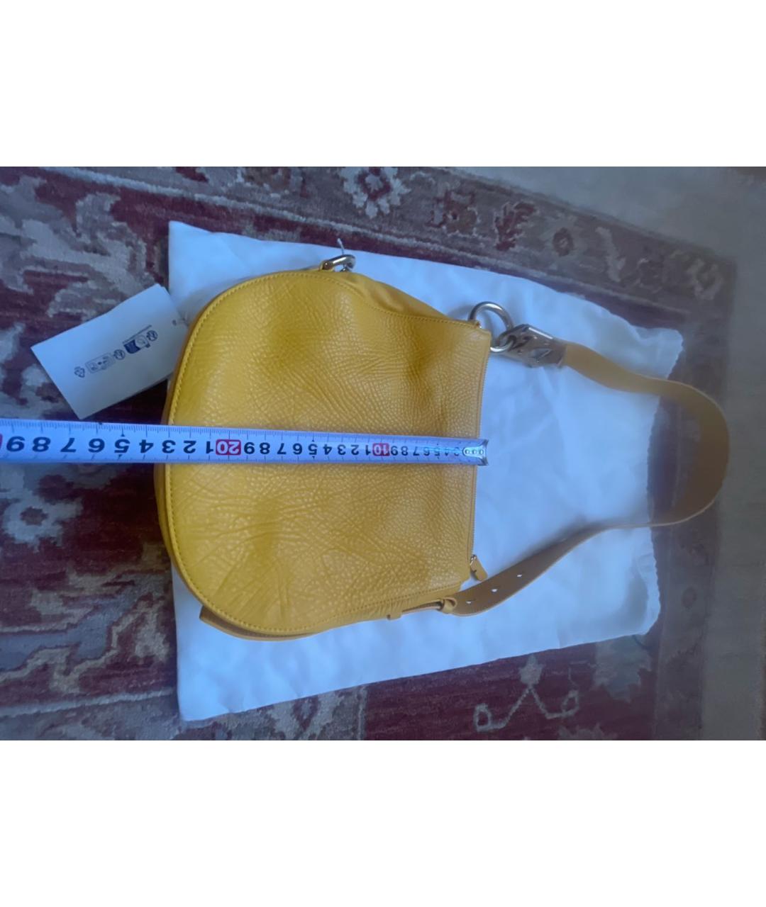 BURBERRY Желтая кожаная сумка с короткими ручками, фото 7