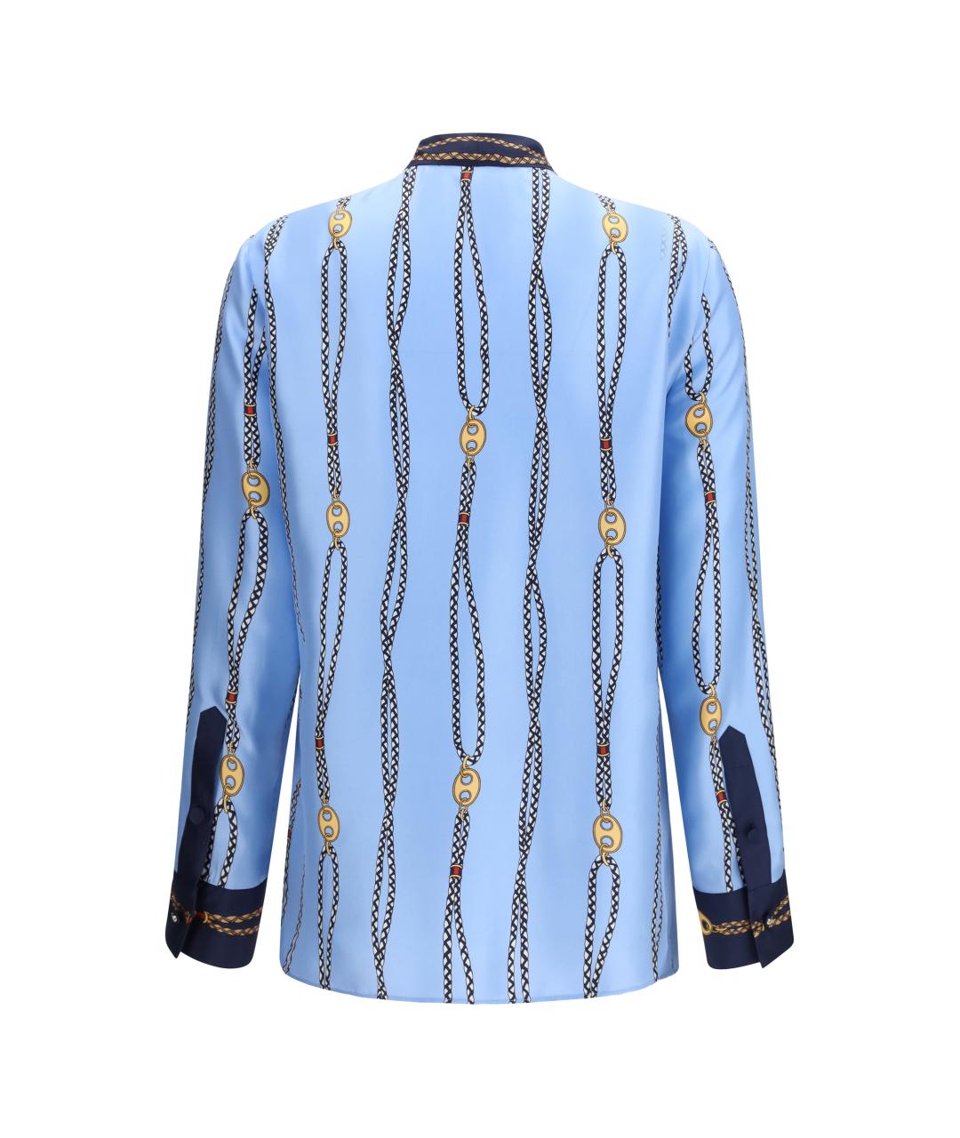 GUCCI Синяя шелковая рубашка, фото 2