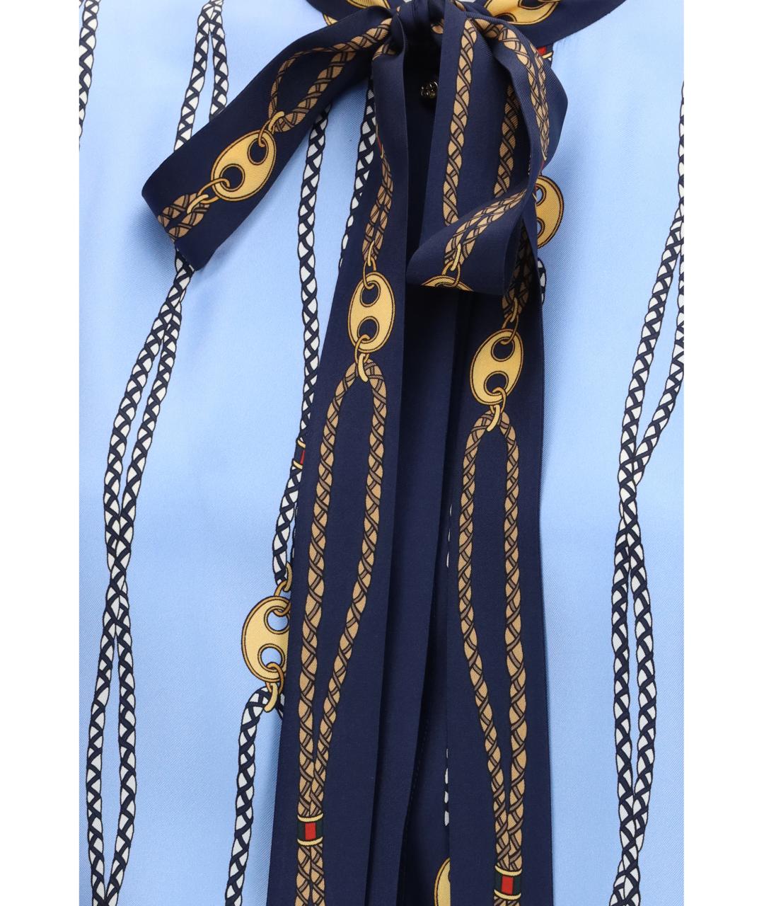 GUCCI Синяя шелковая рубашка, фото 3