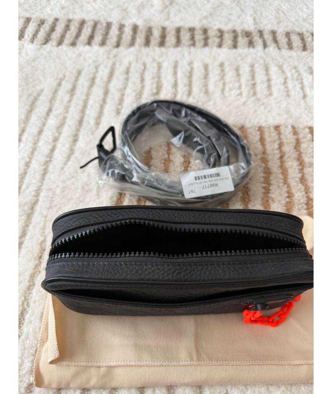 LOUIS VUITTON Черная кожаная барсетка, фото 4