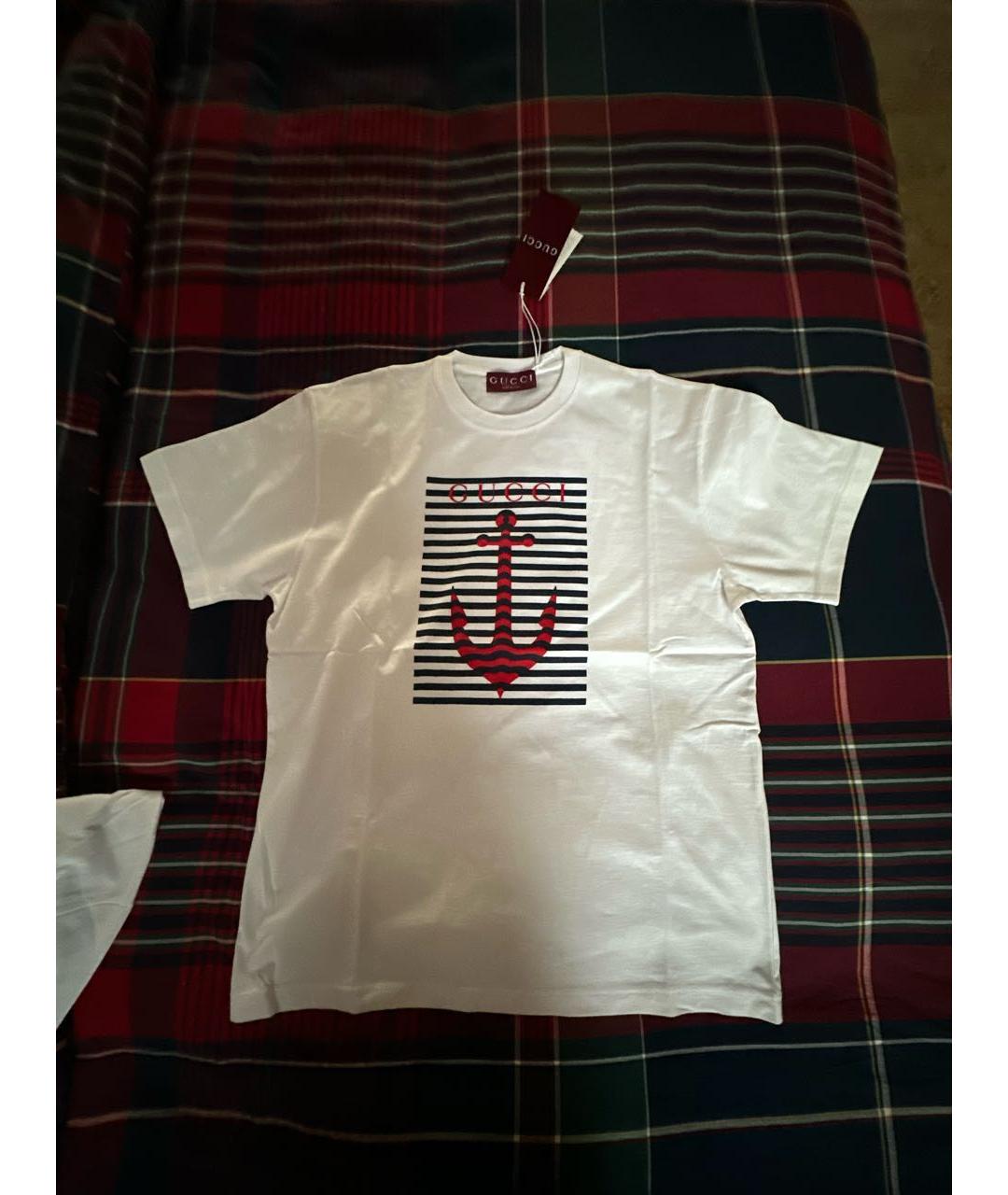 GUCCI Белая хлопковая футболка, фото 7