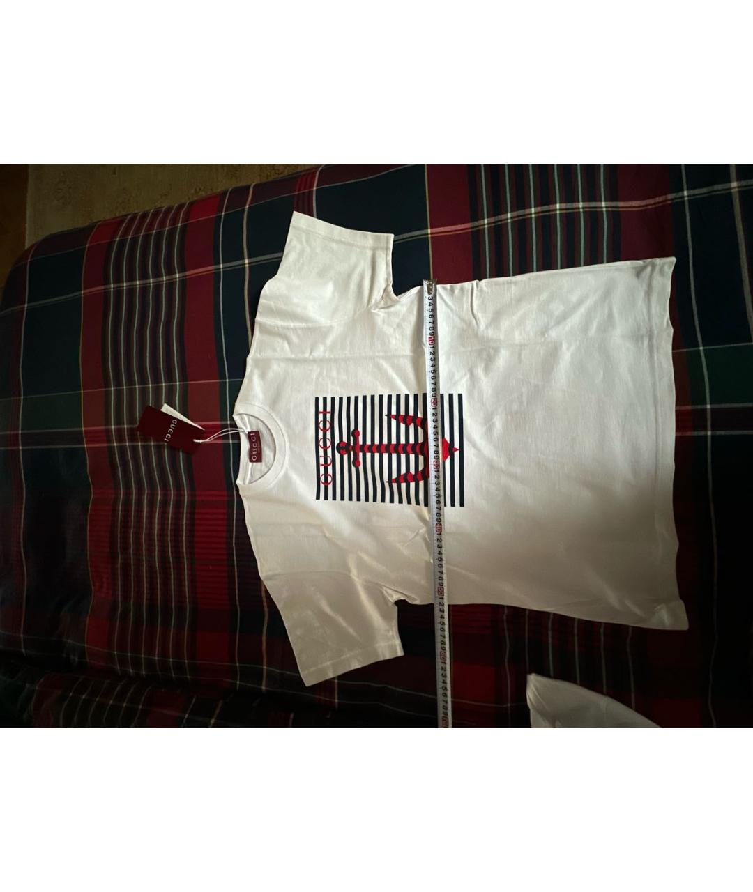 GUCCI Белая хлопковая футболка, фото 5