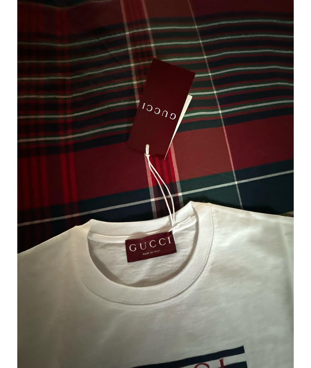 GUCCI Белая хлопковая футболка, фото 3