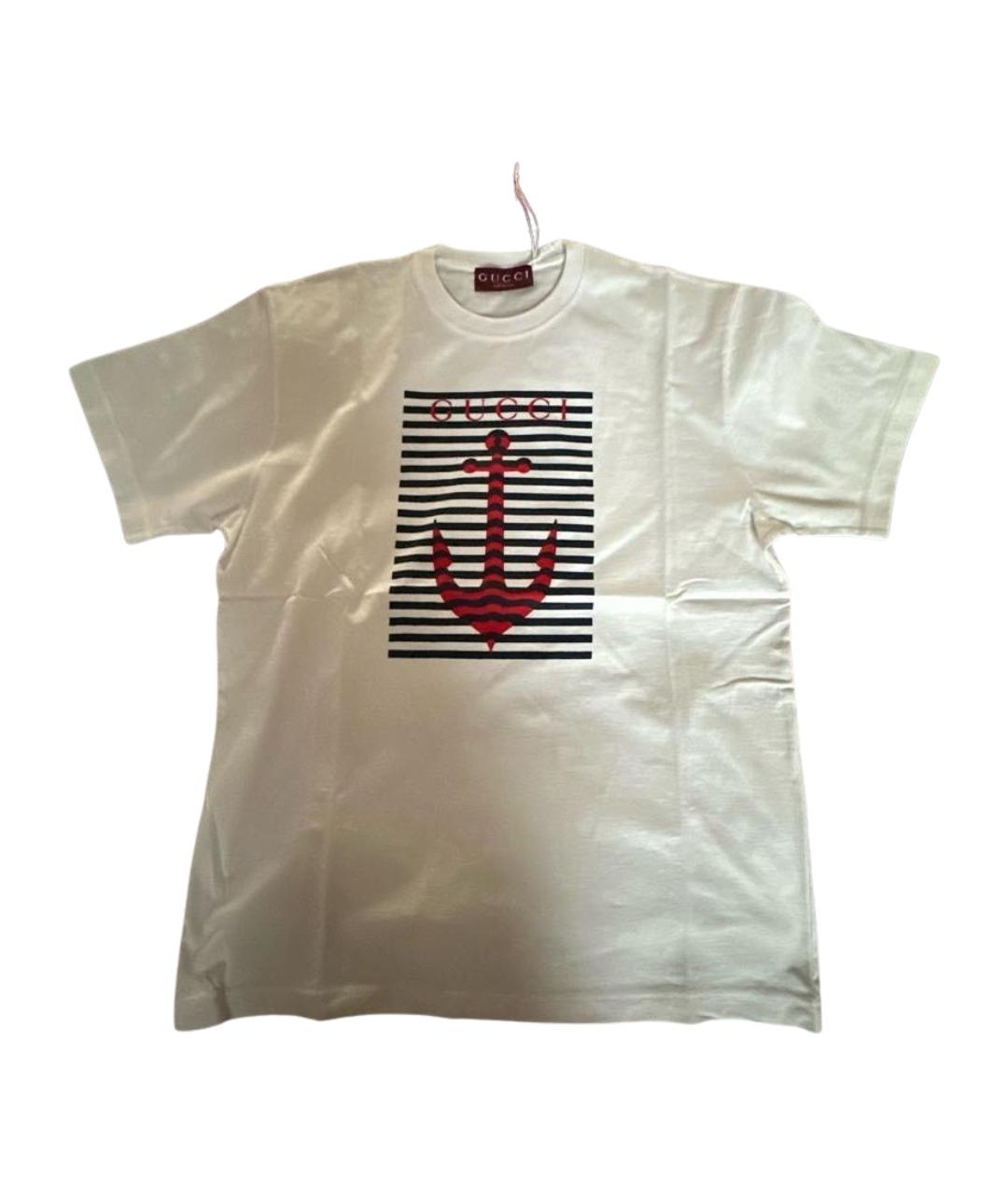 GUCCI Белая хлопковая футболка, фото 1