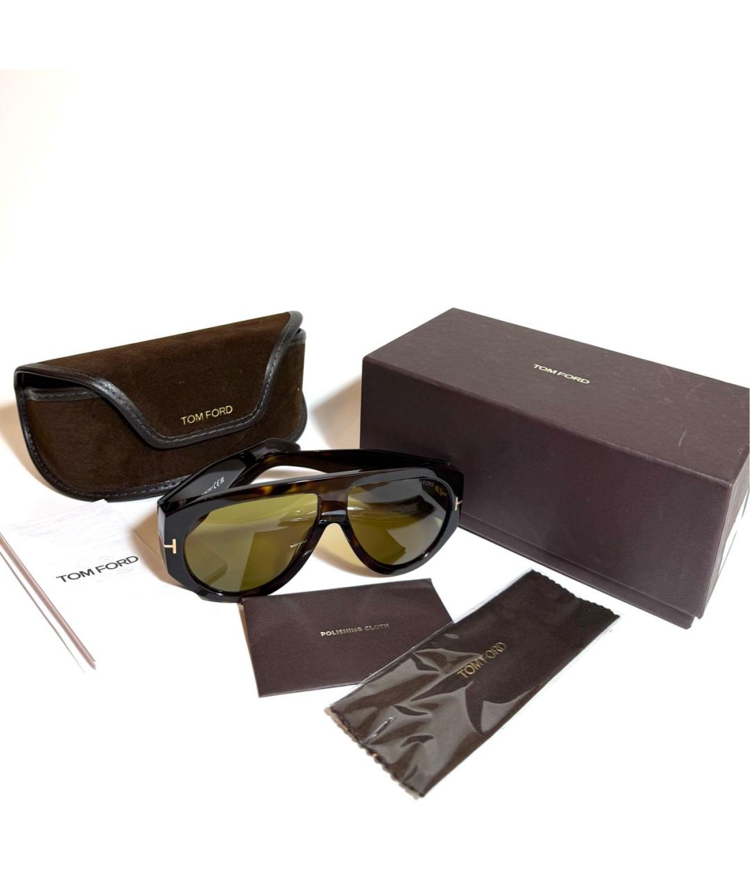 TOM FORD Коричневые пластиковые солнцезащитные очки, фото 5