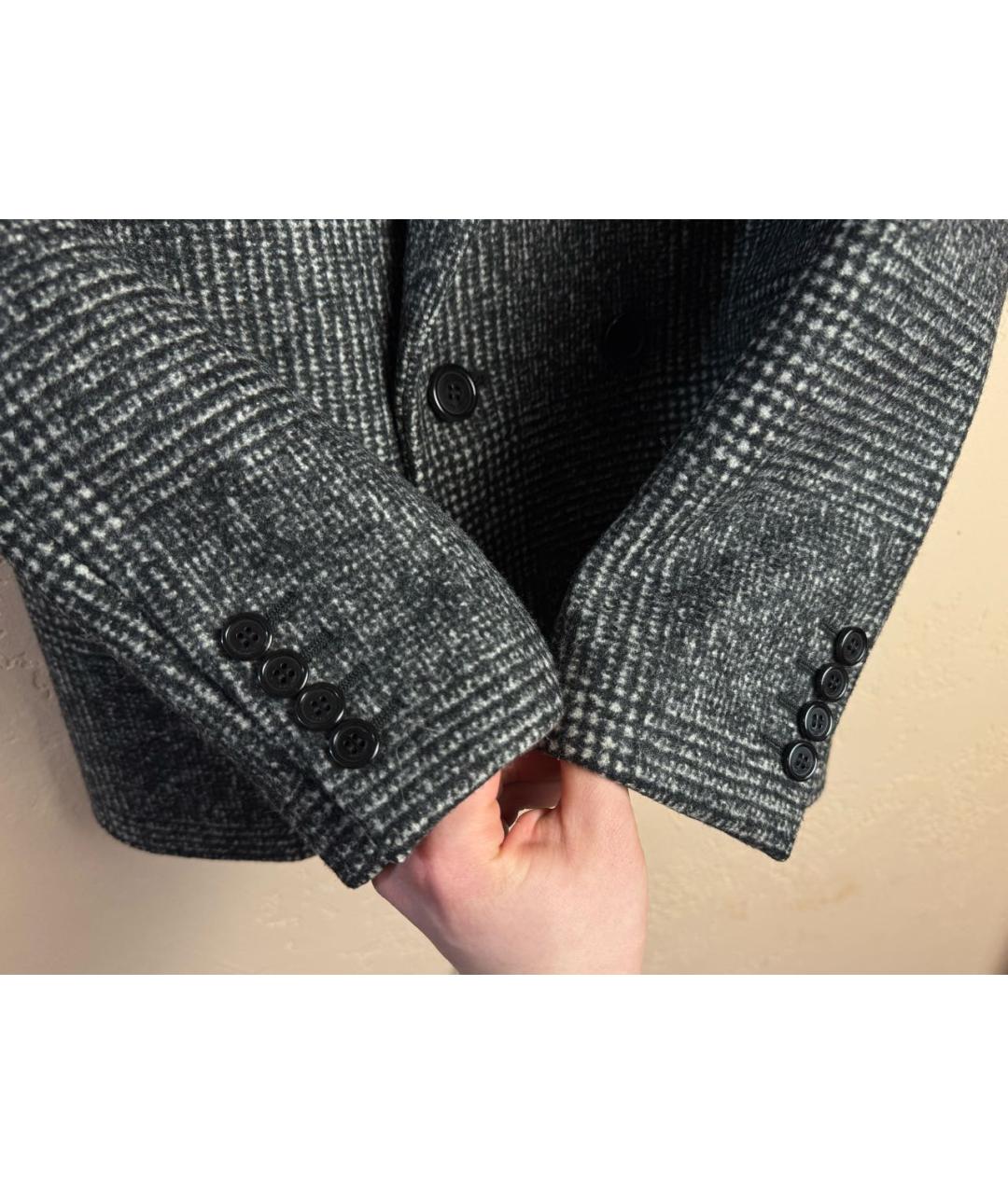 SAINT LAURENT Антрацитовый шерстяной жакет/пиджак, фото 7
