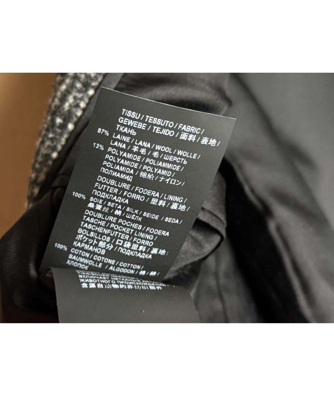 SAINT LAURENT Антрацитовый шерстяной жакет/пиджак, фото 6