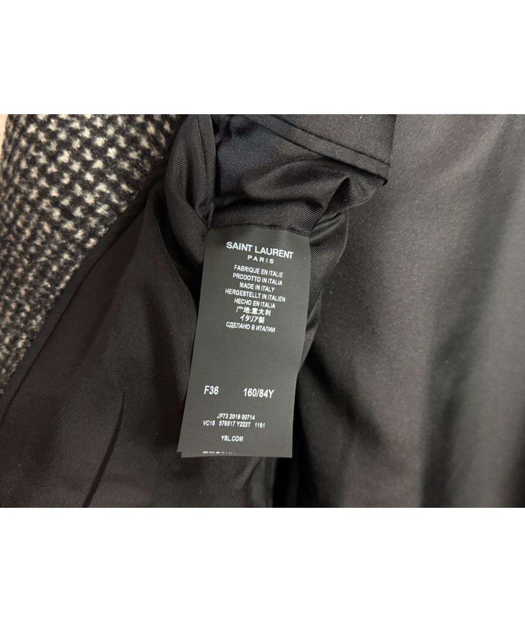 SAINT LAURENT Антрацитовый шерстяной жакет/пиджак, фото 5