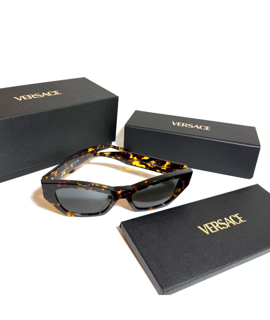 VERSACE Коричневые пластиковые солнцезащитные очки, фото 5