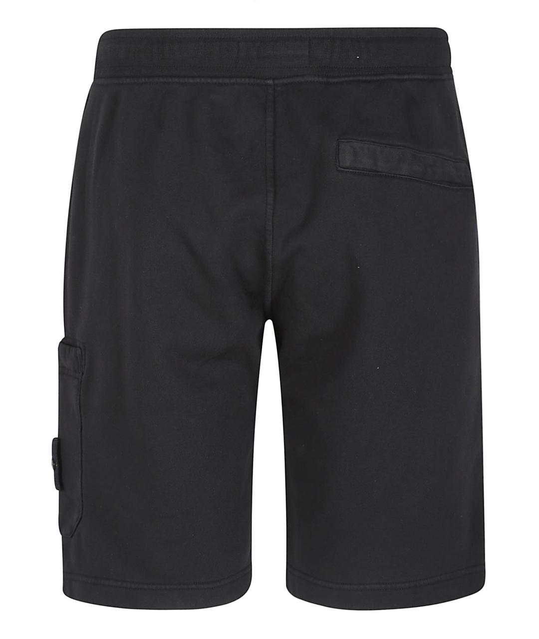 STONE ISLAND Черные хлопковые шорты, фото 3