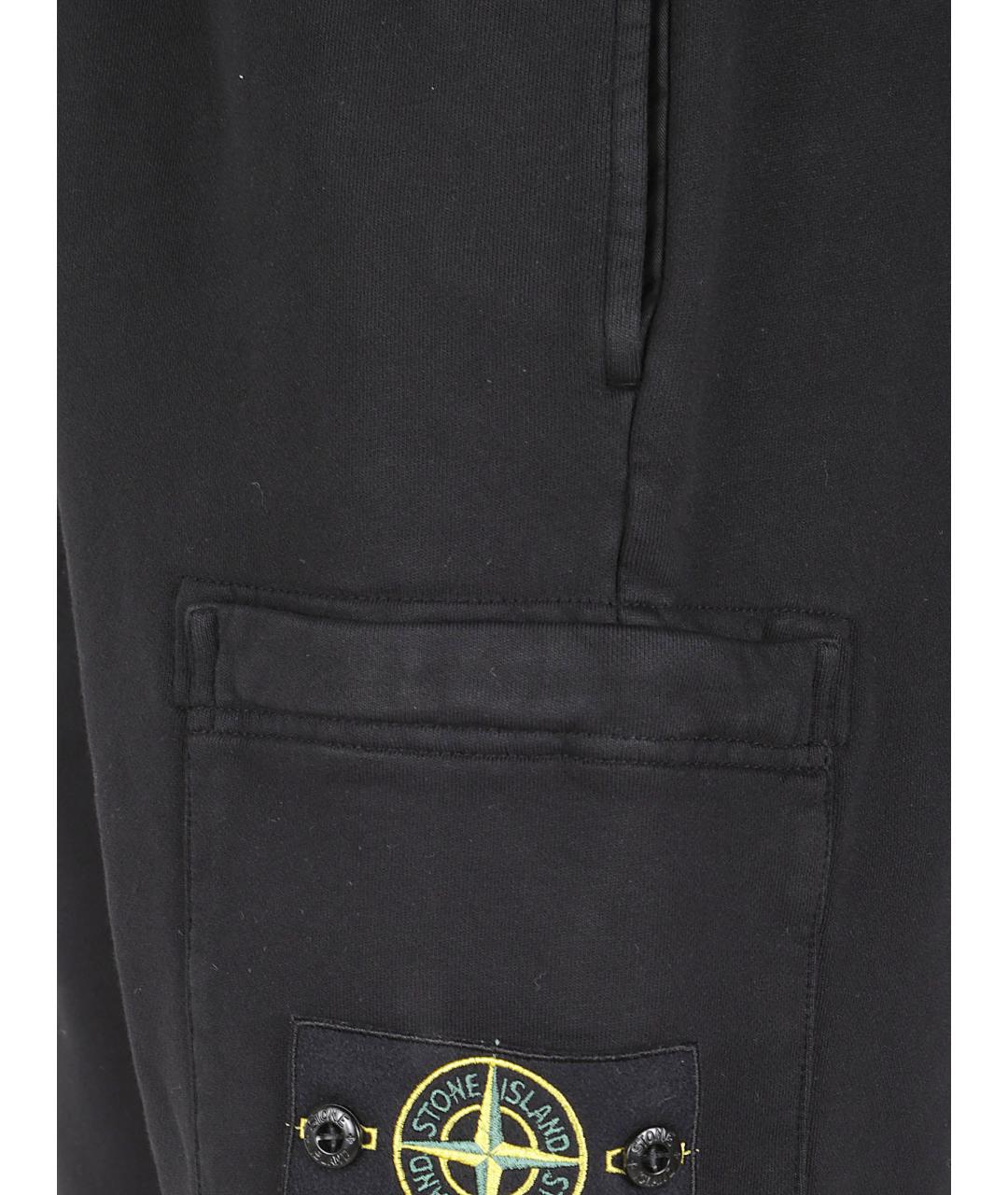 STONE ISLAND Черные хлопковые шорты, фото 2