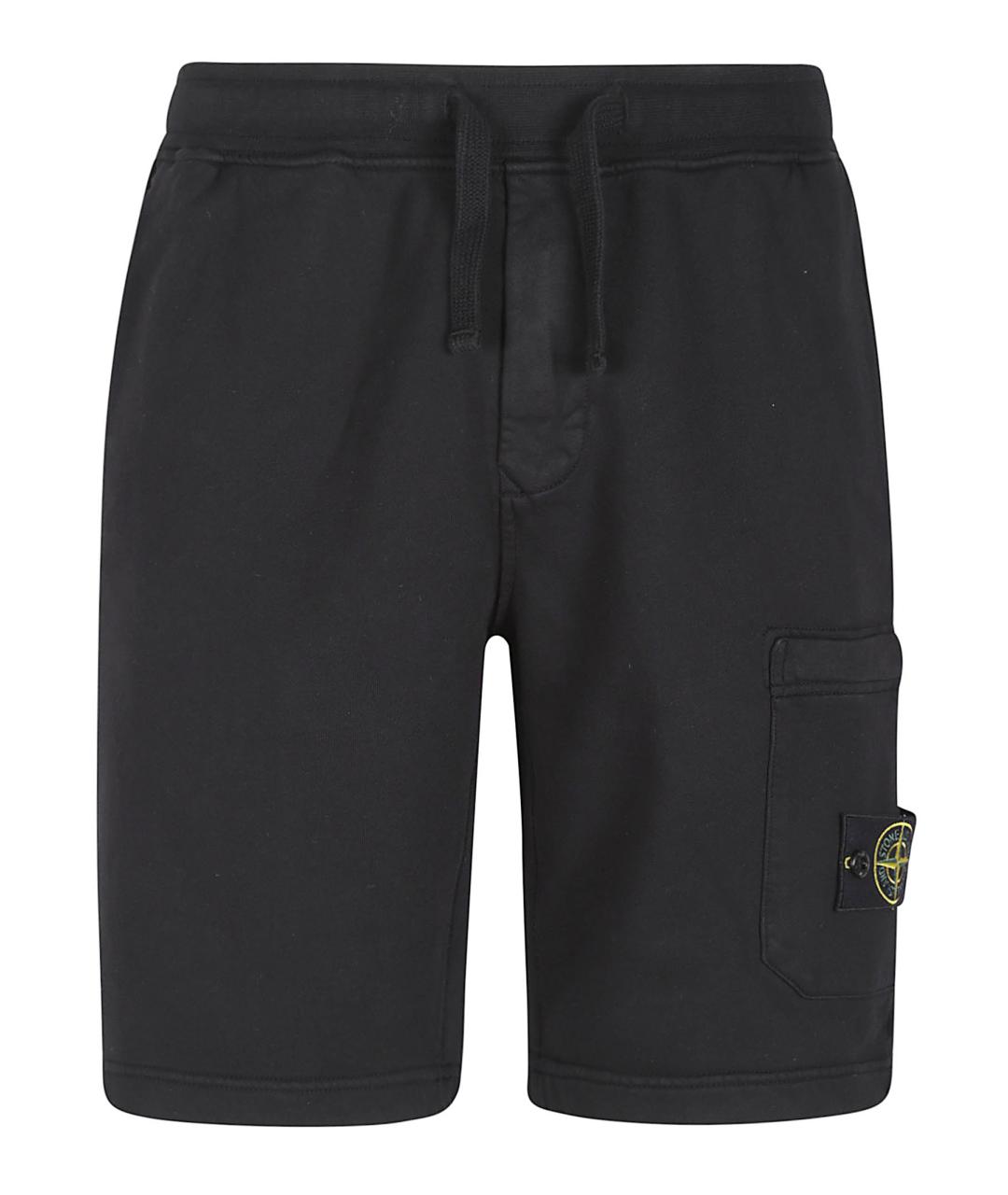 STONE ISLAND Черные хлопковые шорты, фото 1