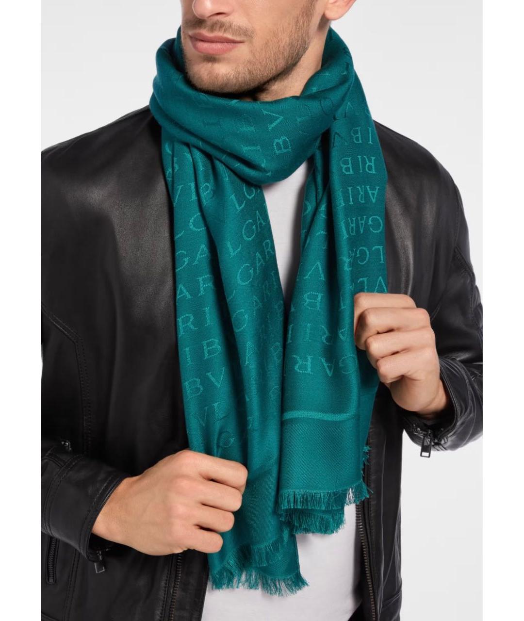 BVLGARI Зеленый шелковый платок, фото 5