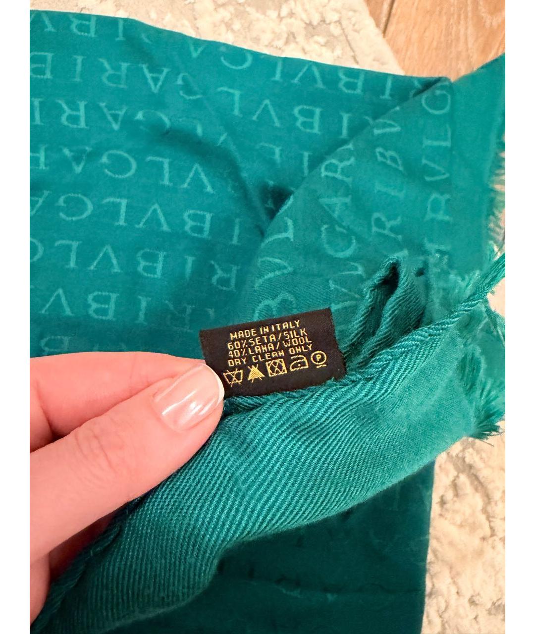 BVLGARI Зеленый шелковый платок, фото 2