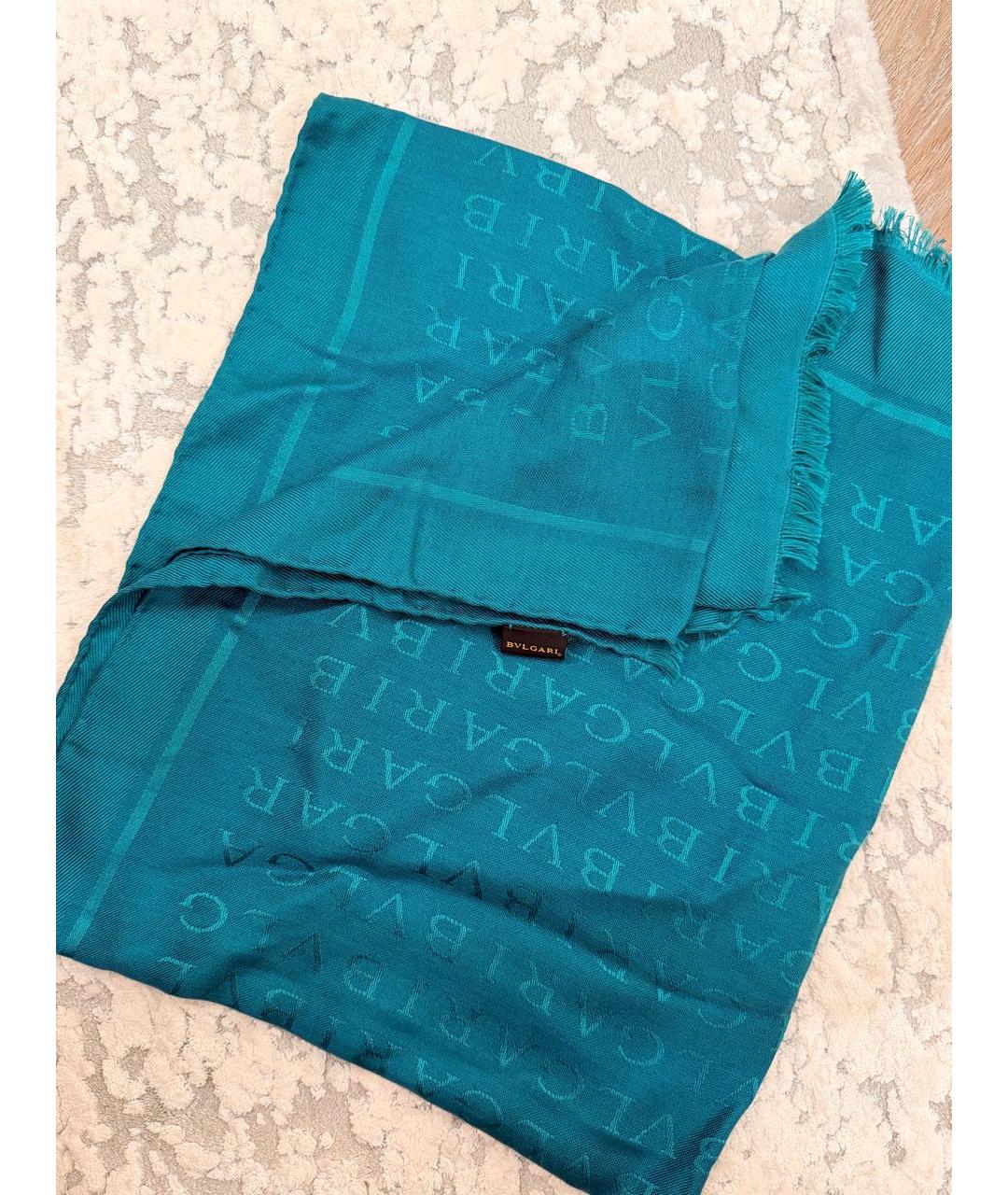 BVLGARI Зеленый шелковый платок, фото 6