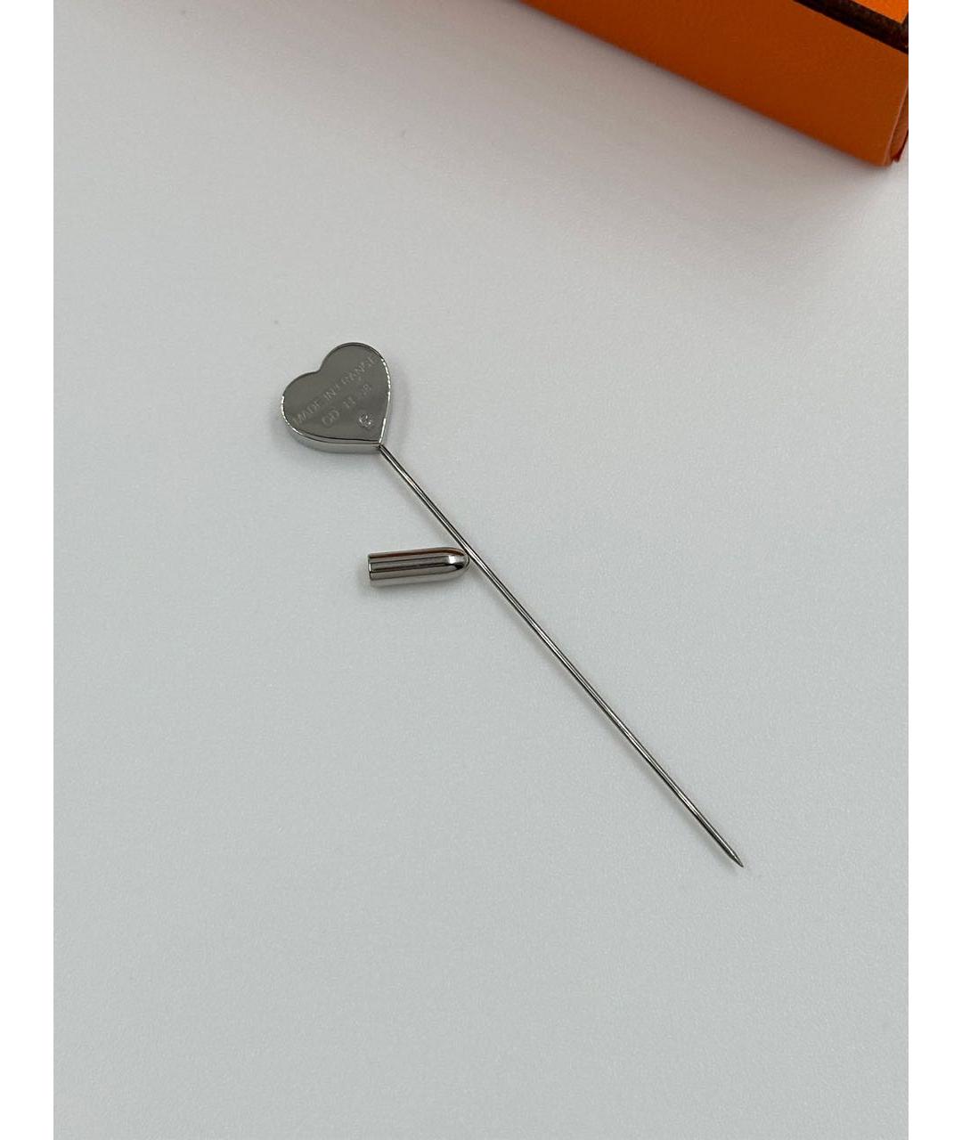HERMES Розовая металлическая булавка / брошь, фото 5