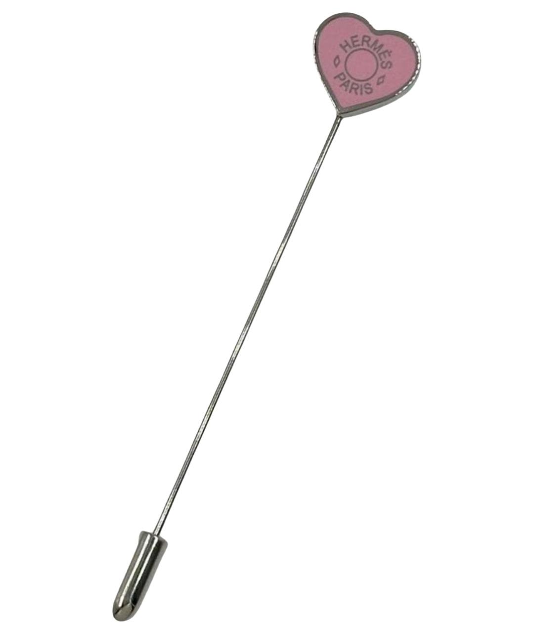 HERMES Розовая металлическая булавка / брошь, фото 1