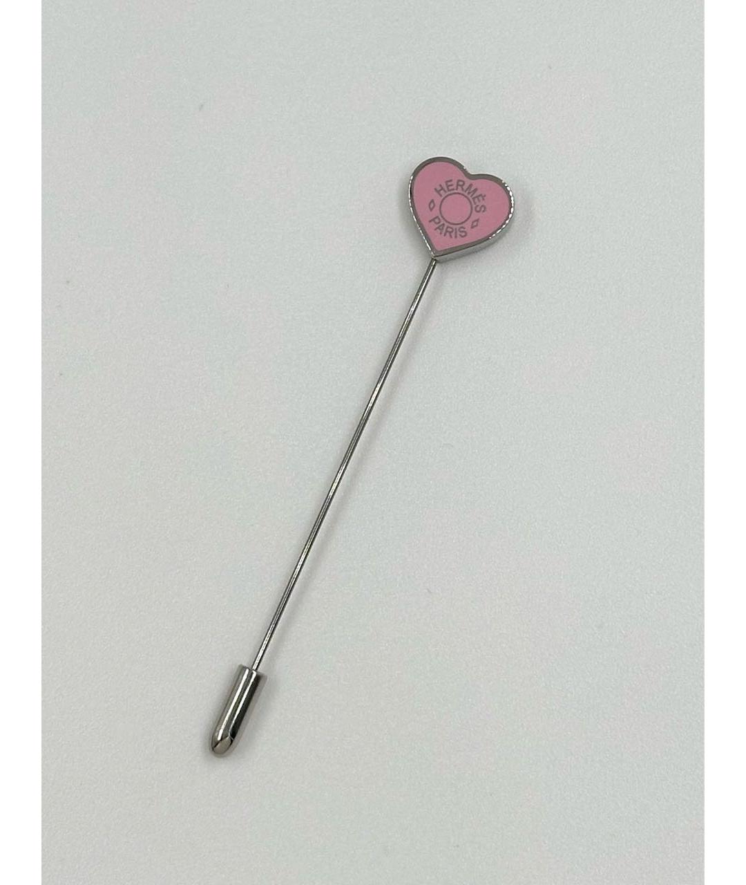 HERMES Розовая металлическая булавка / брошь, фото 7