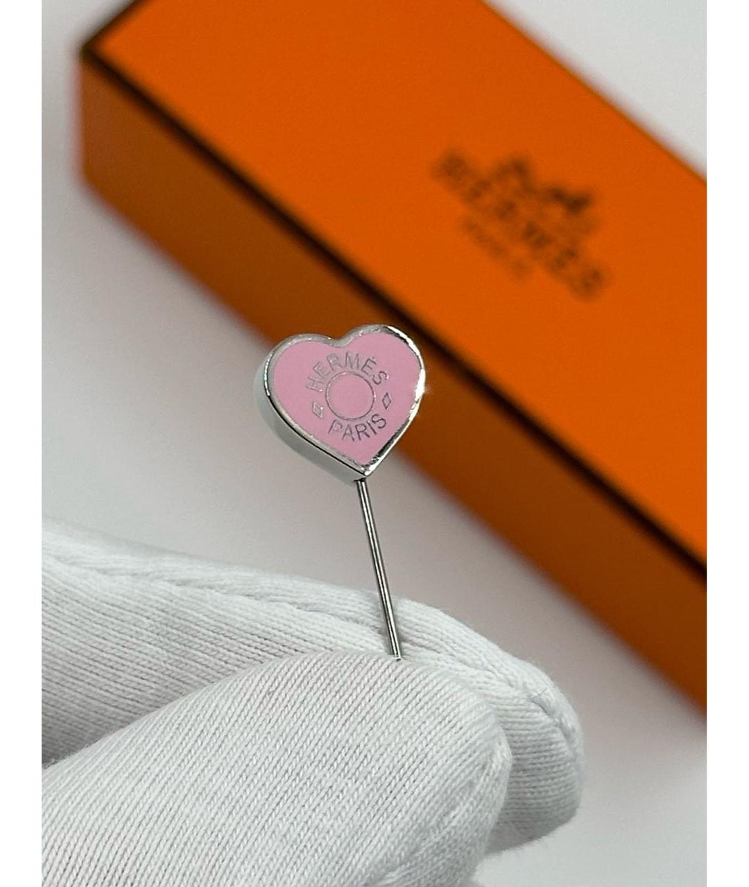 HERMES Розовая металлическая булавка / брошь, фото 4