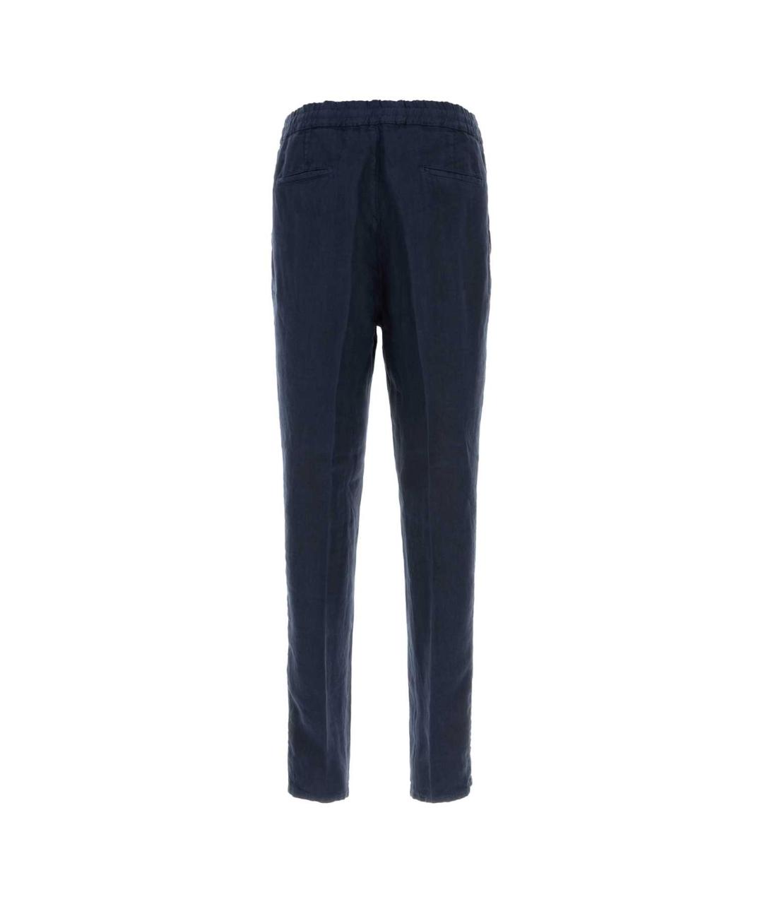 BRUNELLO CUCINELLI Синие льняные повседневные брюки, фото 2