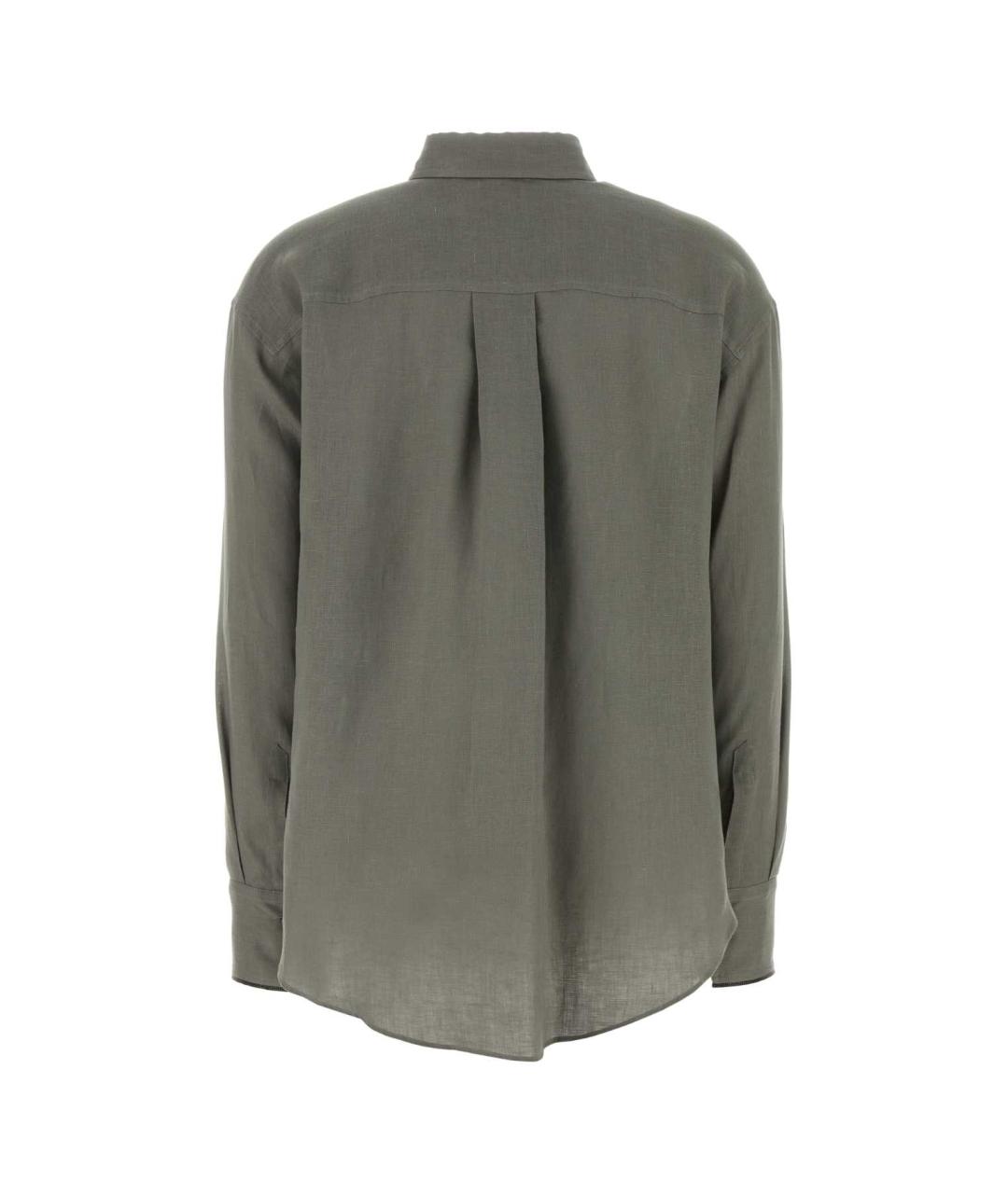 BRUNELLO CUCINELLI Зеленая льняная рубашка, фото 2