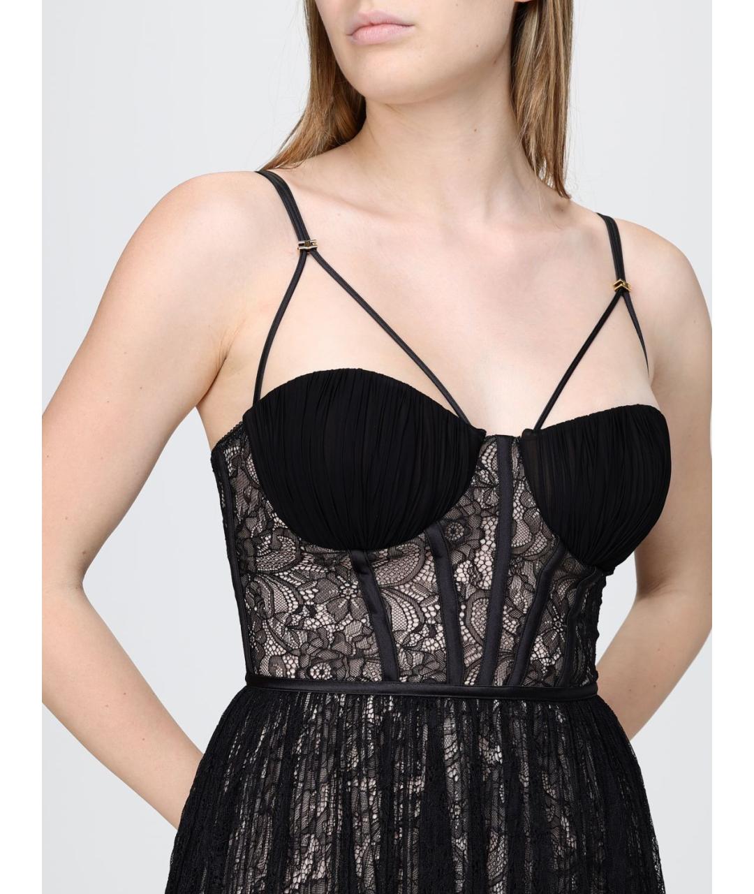 ELISABETTA FRANCHI Черное полиамидовое вечернее платье, фото 3