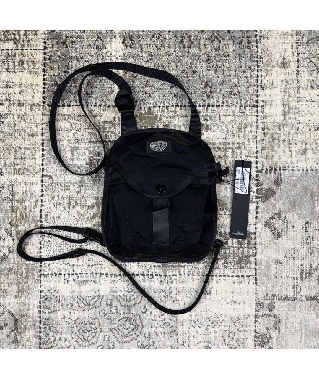 STONE ISLAND Черная тканевая поясная сумка, фото 7
