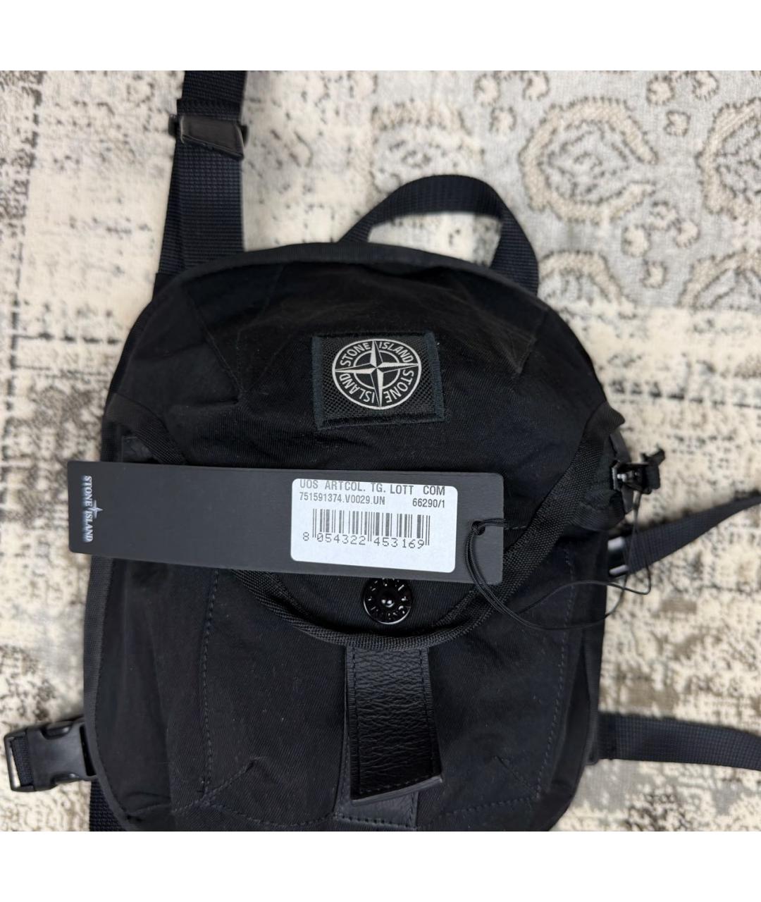 STONE ISLAND Черная тканевая поясная сумка, фото 3