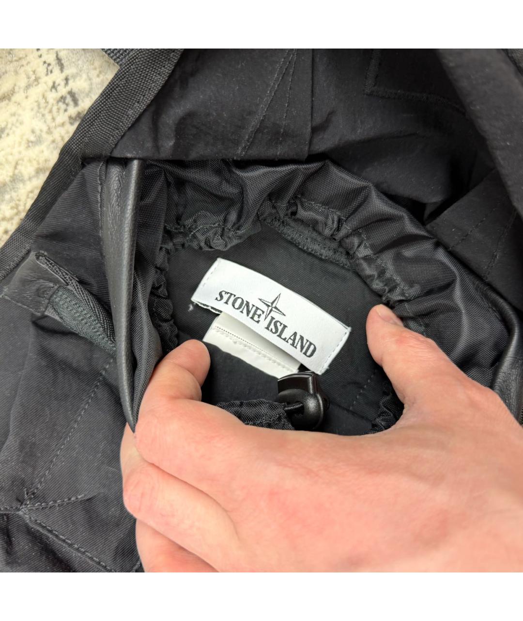 STONE ISLAND Черная тканевая поясная сумка, фото 6