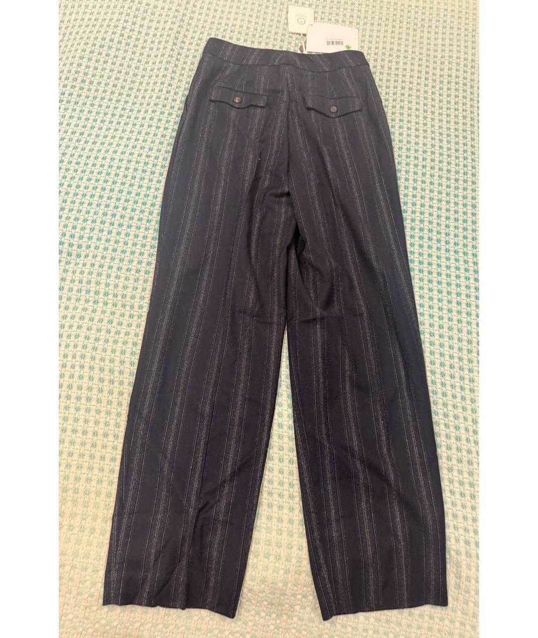 PESERICO Темно-синие шерстяные прямые брюки, фото 8