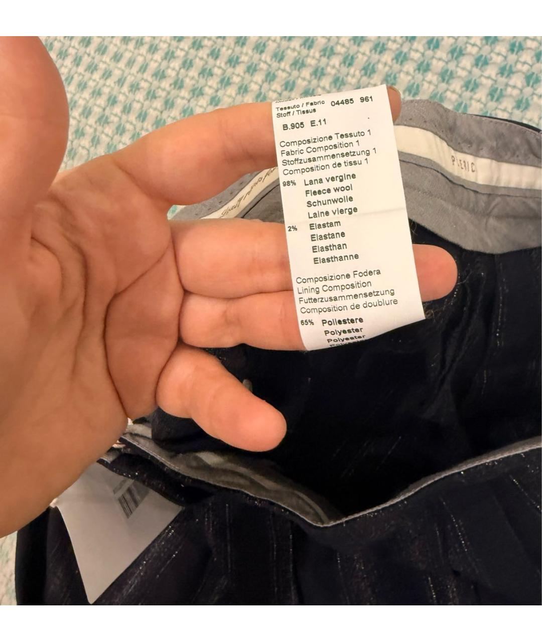 PESERICO Темно-синие шерстяные прямые брюки, фото 4