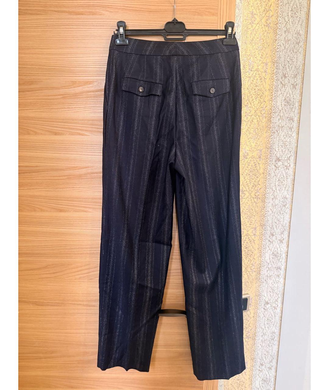 PESERICO Темно-синие шерстяные прямые брюки, фото 5