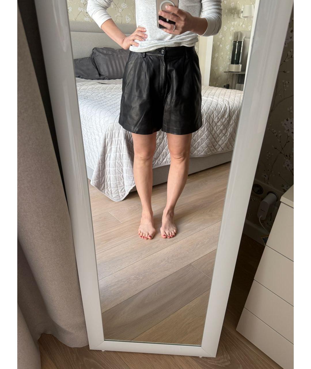 P.A.R.O.S.H. Черные кожаные шорты, фото 5