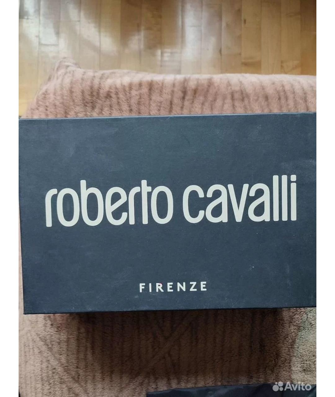 ROBERTO CAVALLI Синие кожаные низкие кроссовки / кеды, фото 6