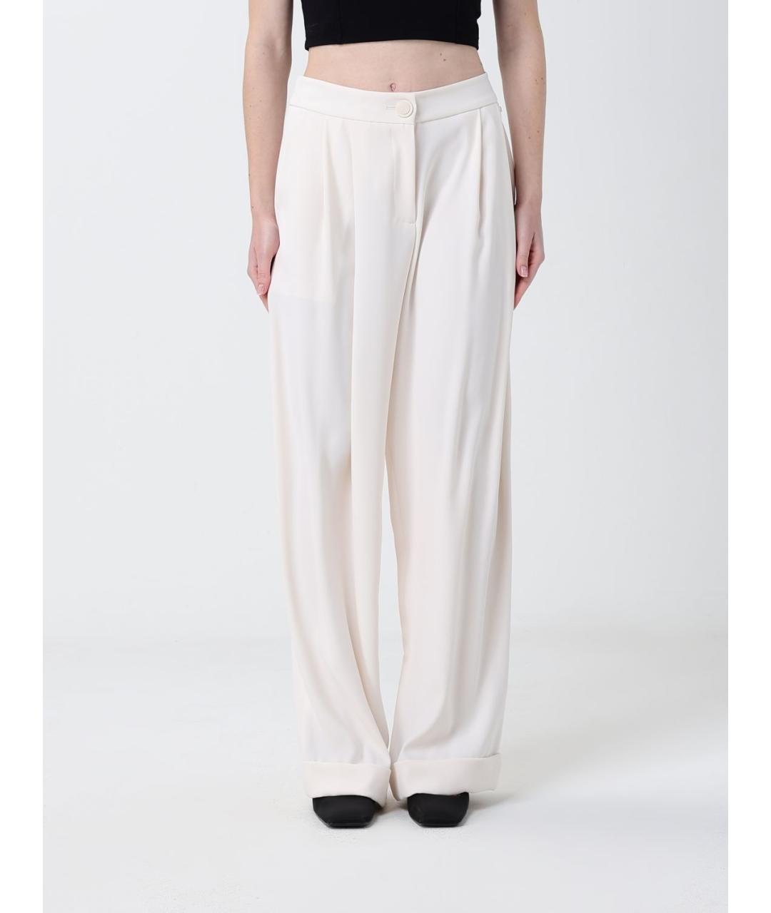 ARMANI EXCHANGE Бежевые полиэстеровые прямые брюки, фото 4