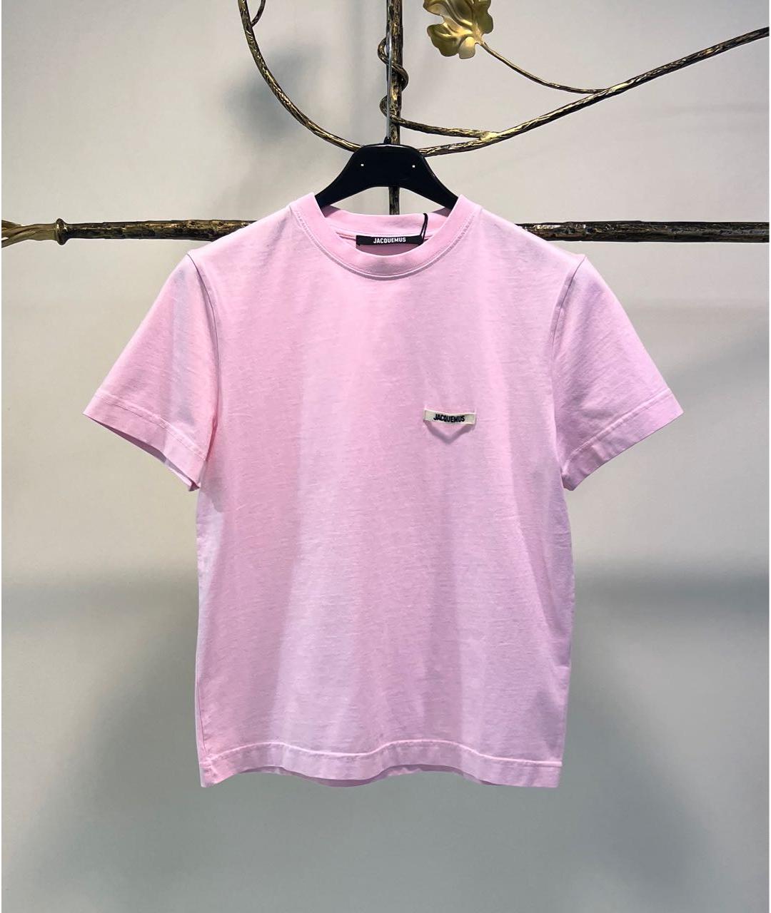 JACQUEMUS Розовая хлопковая футболка, фото 6