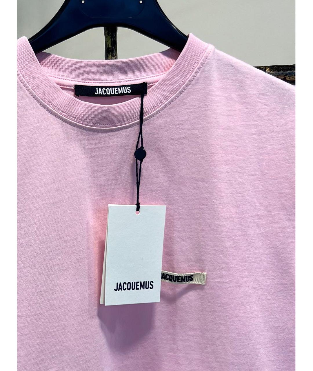 JACQUEMUS Розовая хлопковая футболка, фото 3