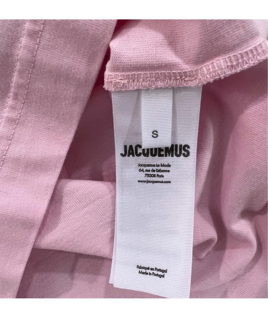 JACQUEMUS Розовая хлопковая футболка, фото 4
