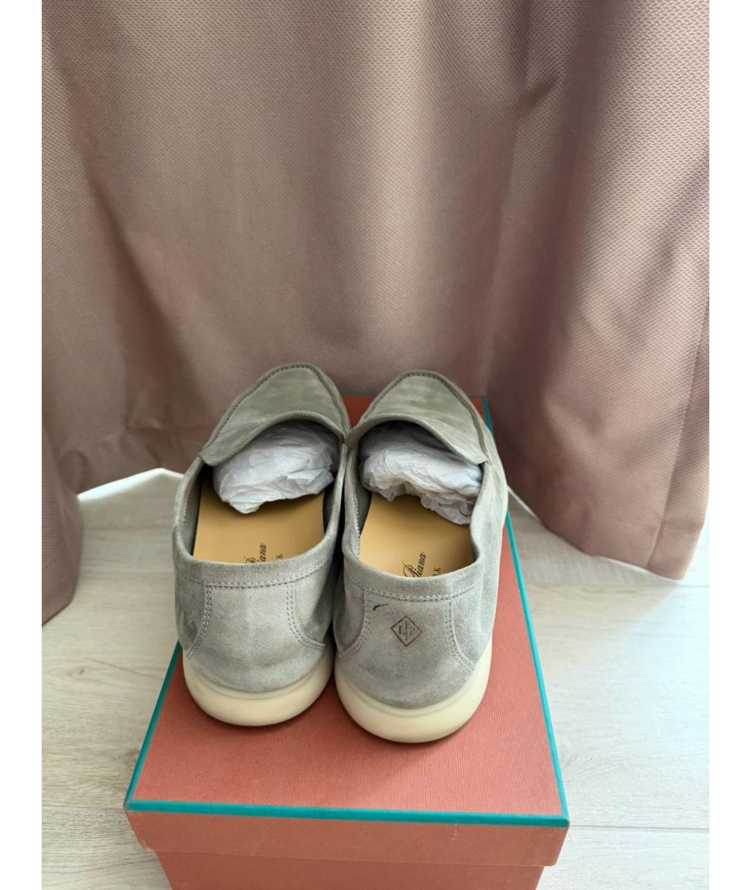 LORO PIANA Серые замшевые лоферы, фото 4