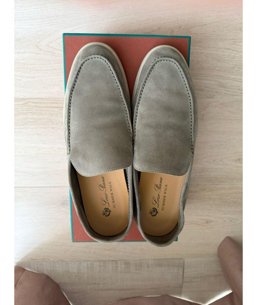 LORO PIANA Серые замшевые лоферы, фото 3