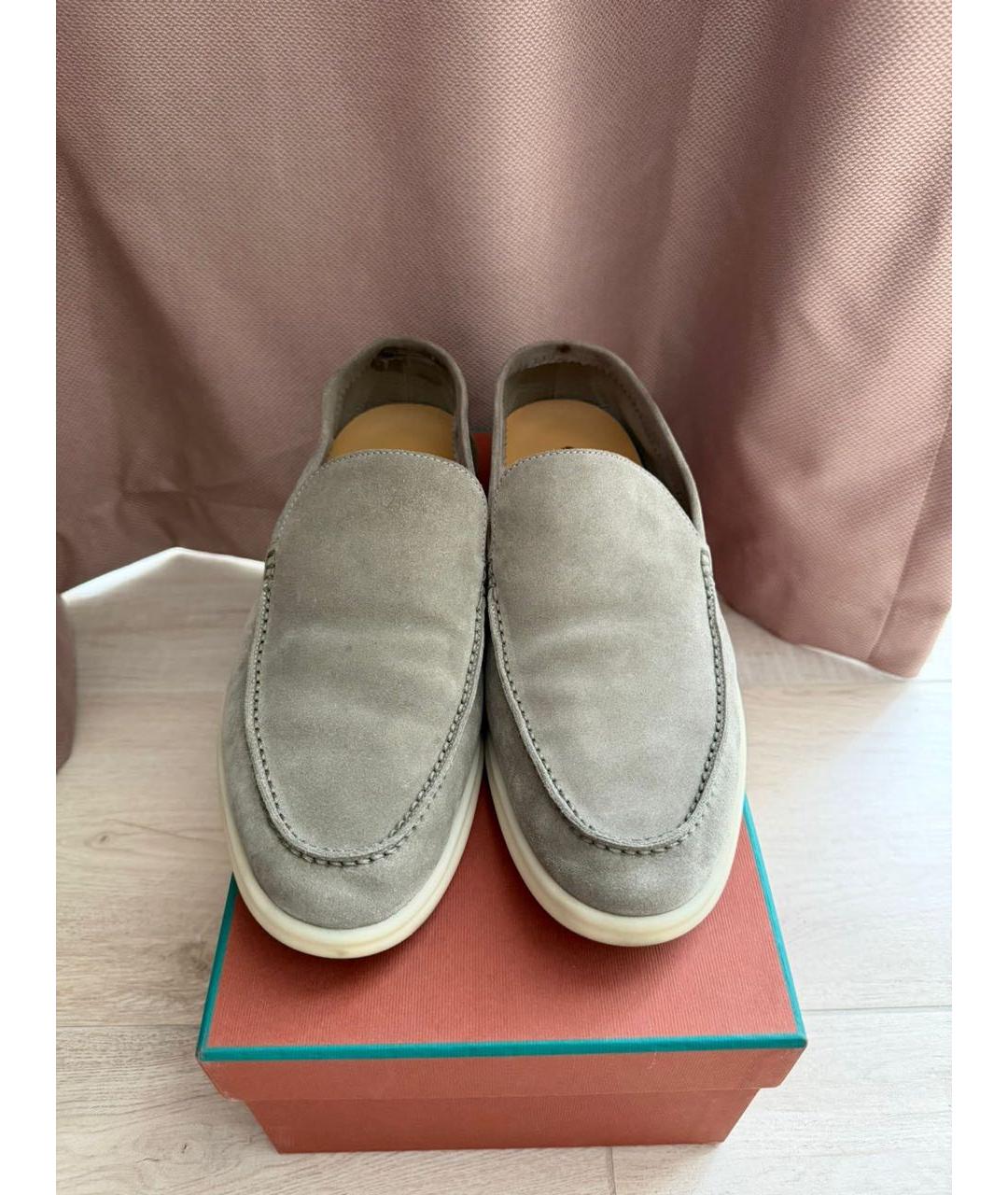 LORO PIANA Серые замшевые лоферы, фото 2