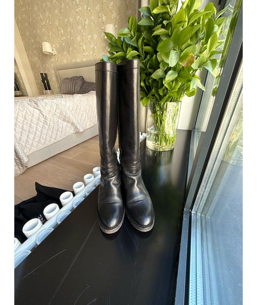 CELINE Черные кожаные сапоги, фото 2