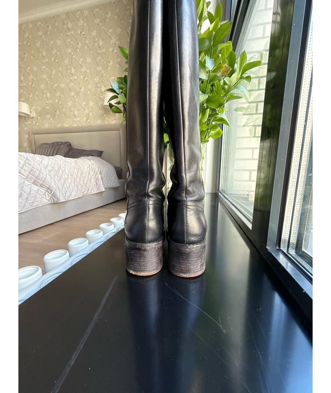 CELINE Черные кожаные сапоги, фото 4