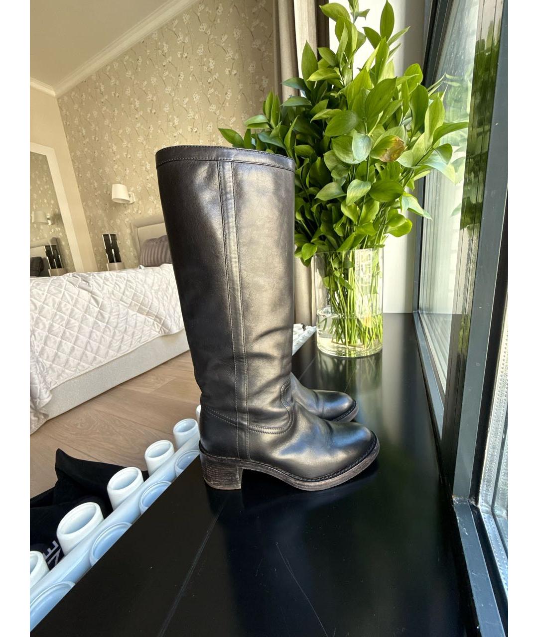 CELINE Черные кожаные сапоги, фото 9