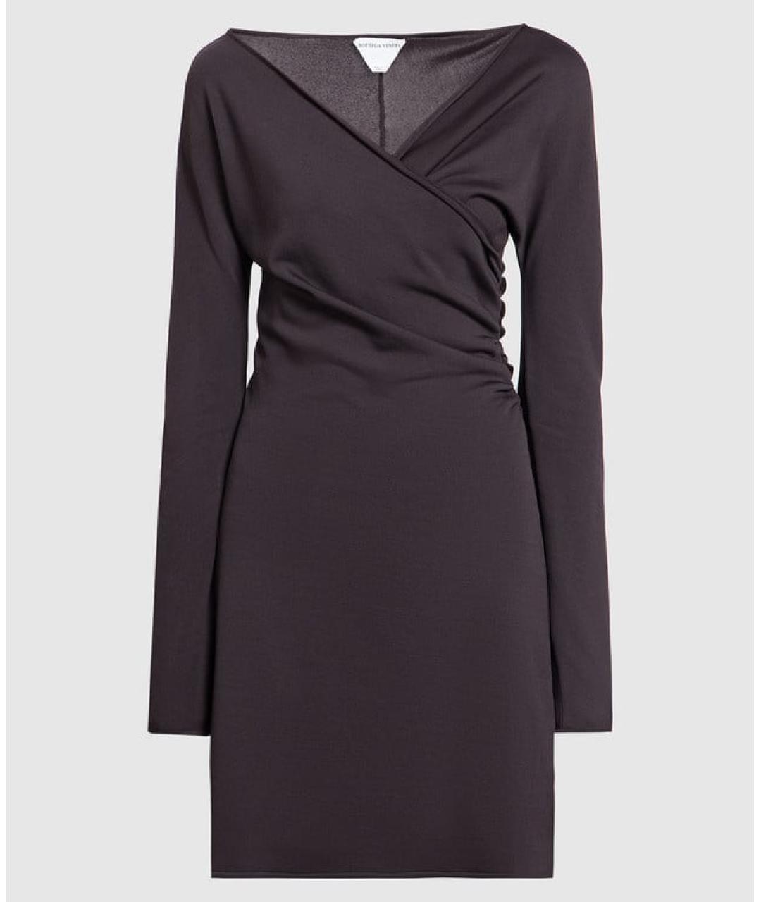 BOTTEGA VENETA Коричневое вискозное коктейльное платье, фото 6