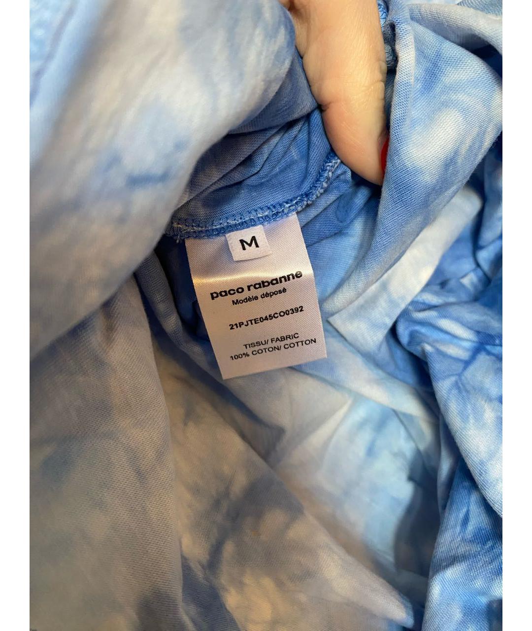 PACO RABANNE Голубая хлопковая футболка, фото 4