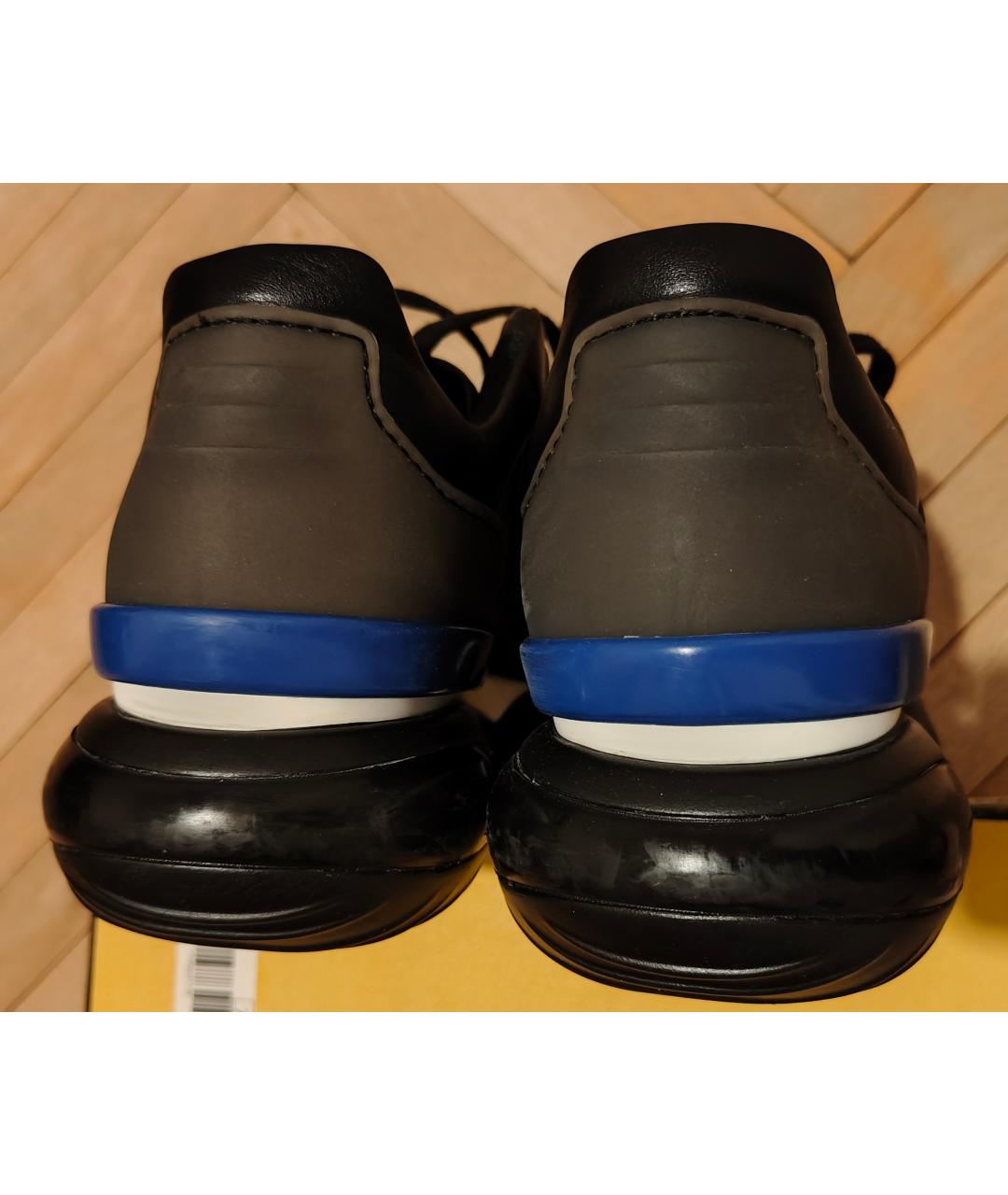 FENDI Черные кожаные низкие кроссовки / кеды, фото 4