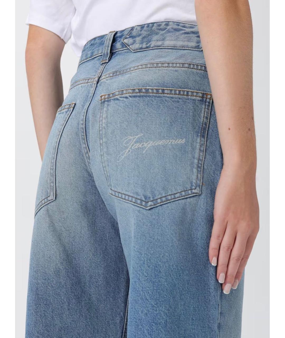 JACQUEMUS Голубые хлопковые прямые джинсы, фото 8