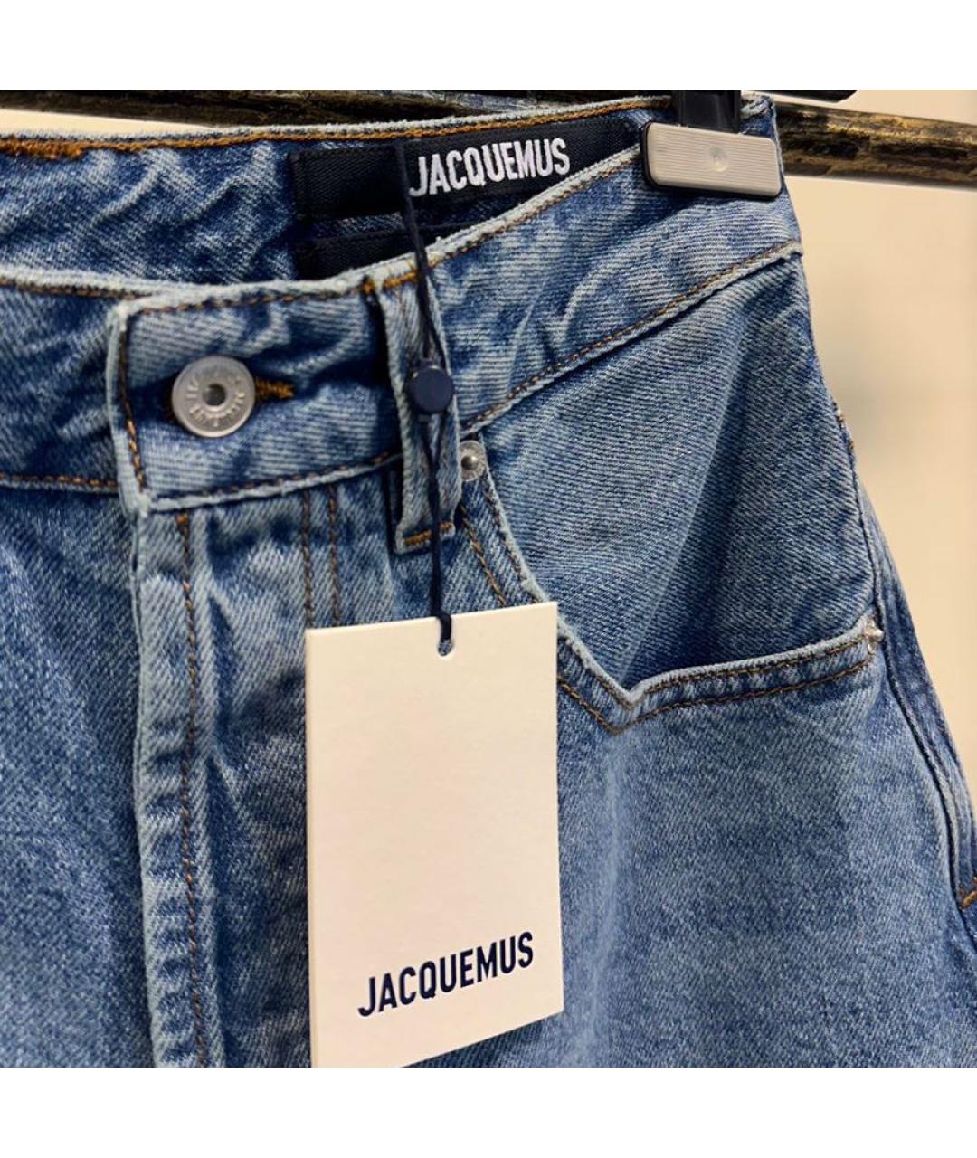 JACQUEMUS Голубые хлопковые прямые джинсы, фото 4