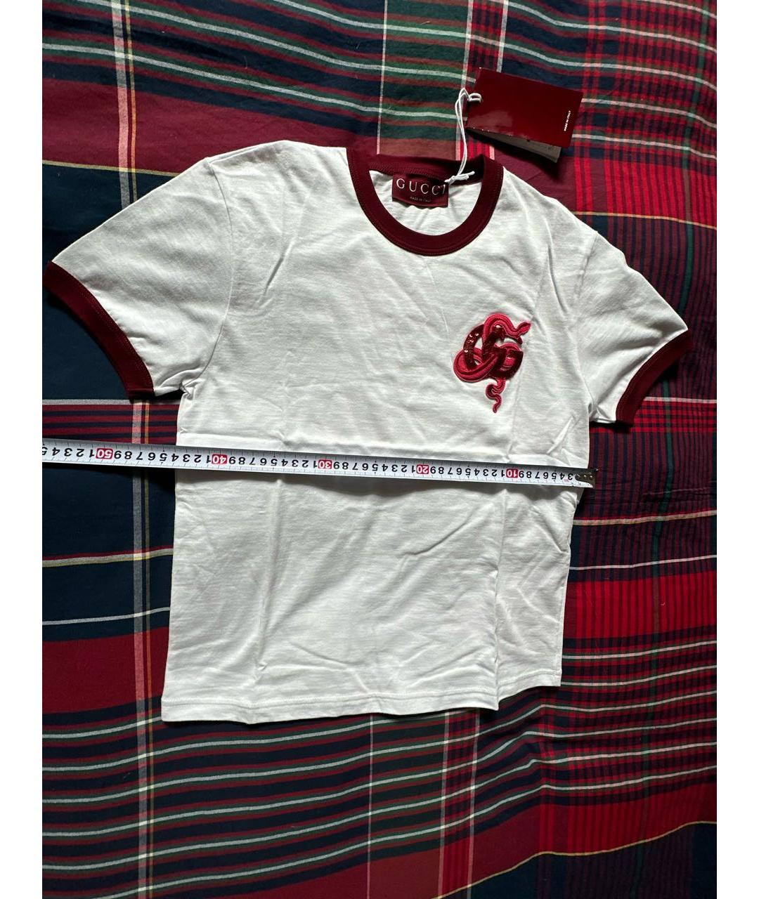 GUCCI Белая хлопковая футболка, фото 5